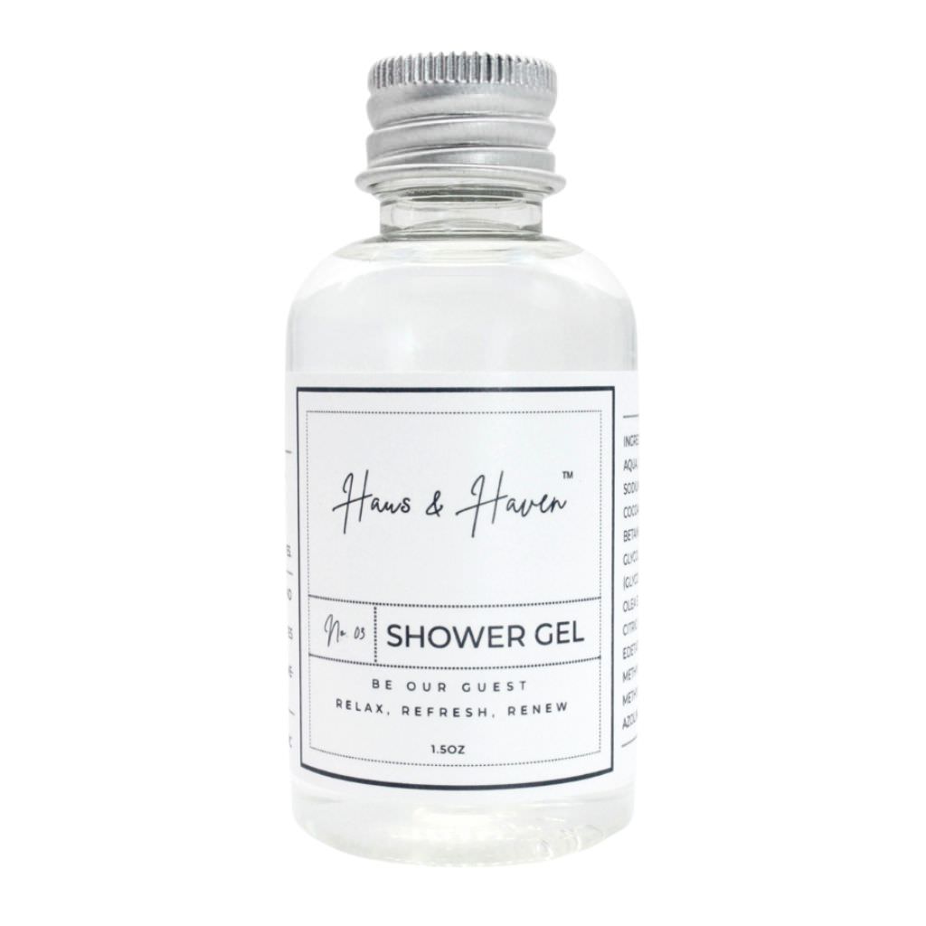 travel size shower gel by Haus and haven