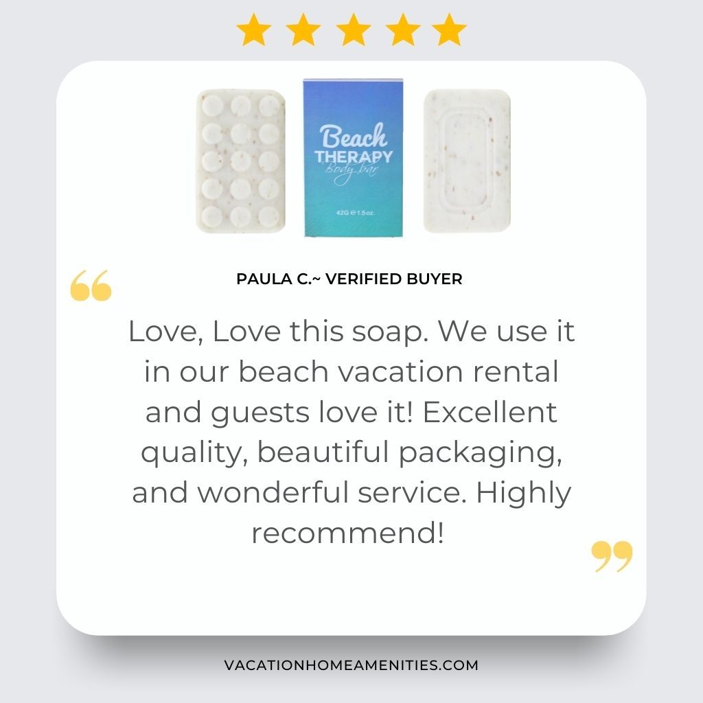 Hotel size soaps Beach Therapy brand