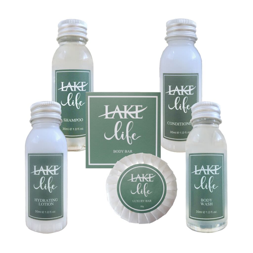 bulk mini soaps and shampoos toiletries kit by Lake Life