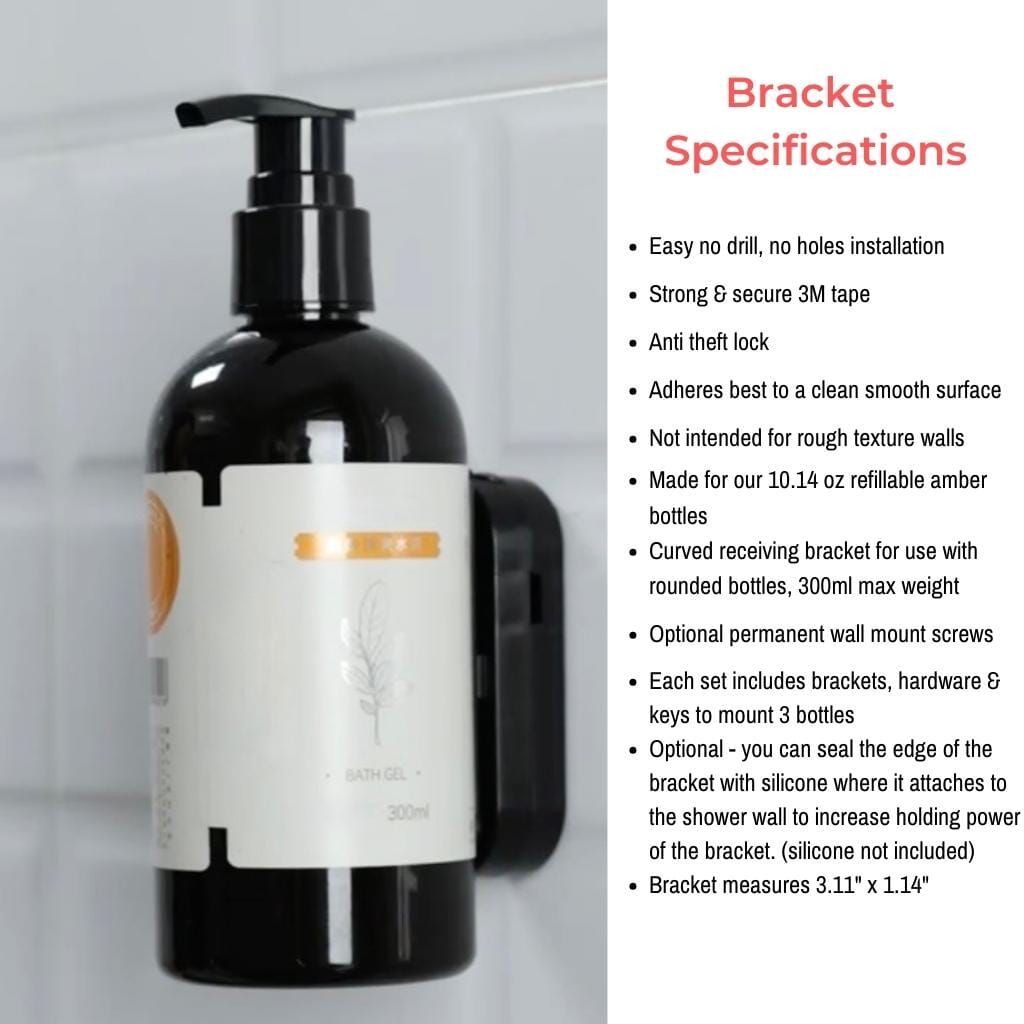 3 Pack ~ Drill Free Dispenser shower wall mount  ~ self adhesive bracket