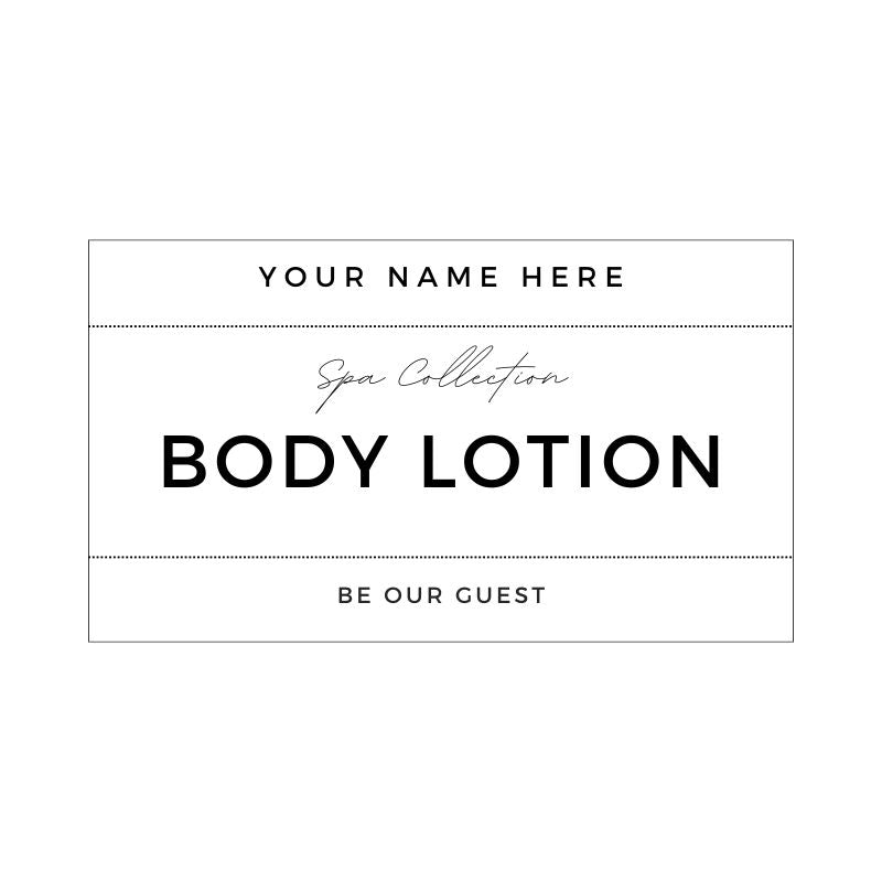 personalized body lotion label