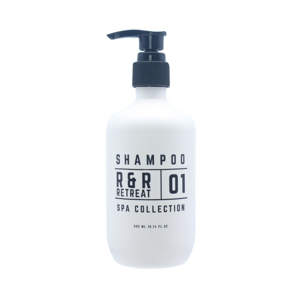 Retreat hotel shampoo in pump bottle