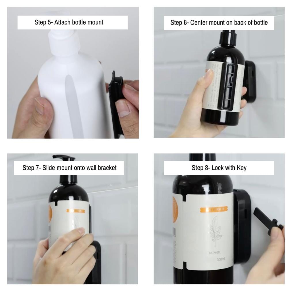 3 Pack ~ Drill Free Dispenser shower wall mount  ~ self adhesive bracket