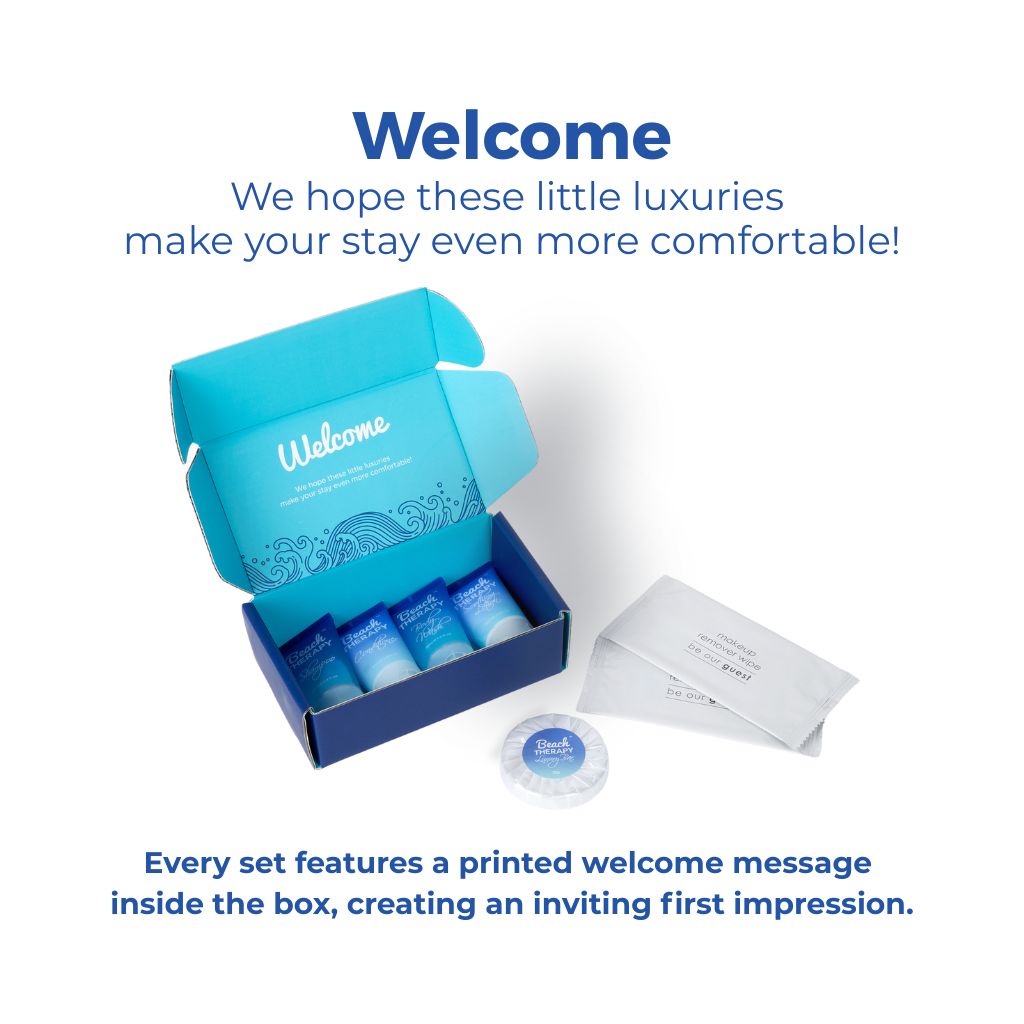 welcome guests with Beach Therapy toiletries