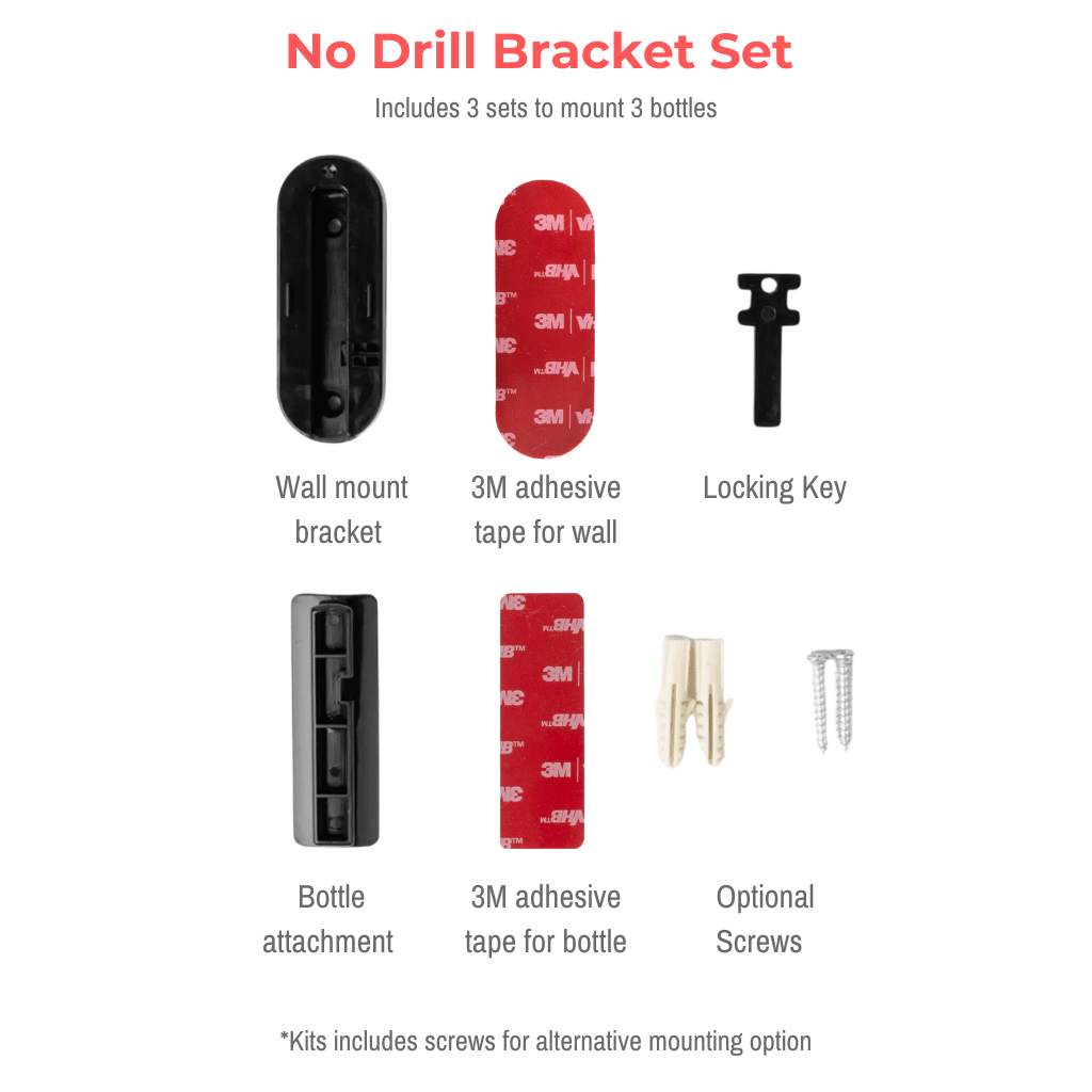 3 Pack ~ Drill Free Dispenser shower wall mount  ~ self adhesive bracket