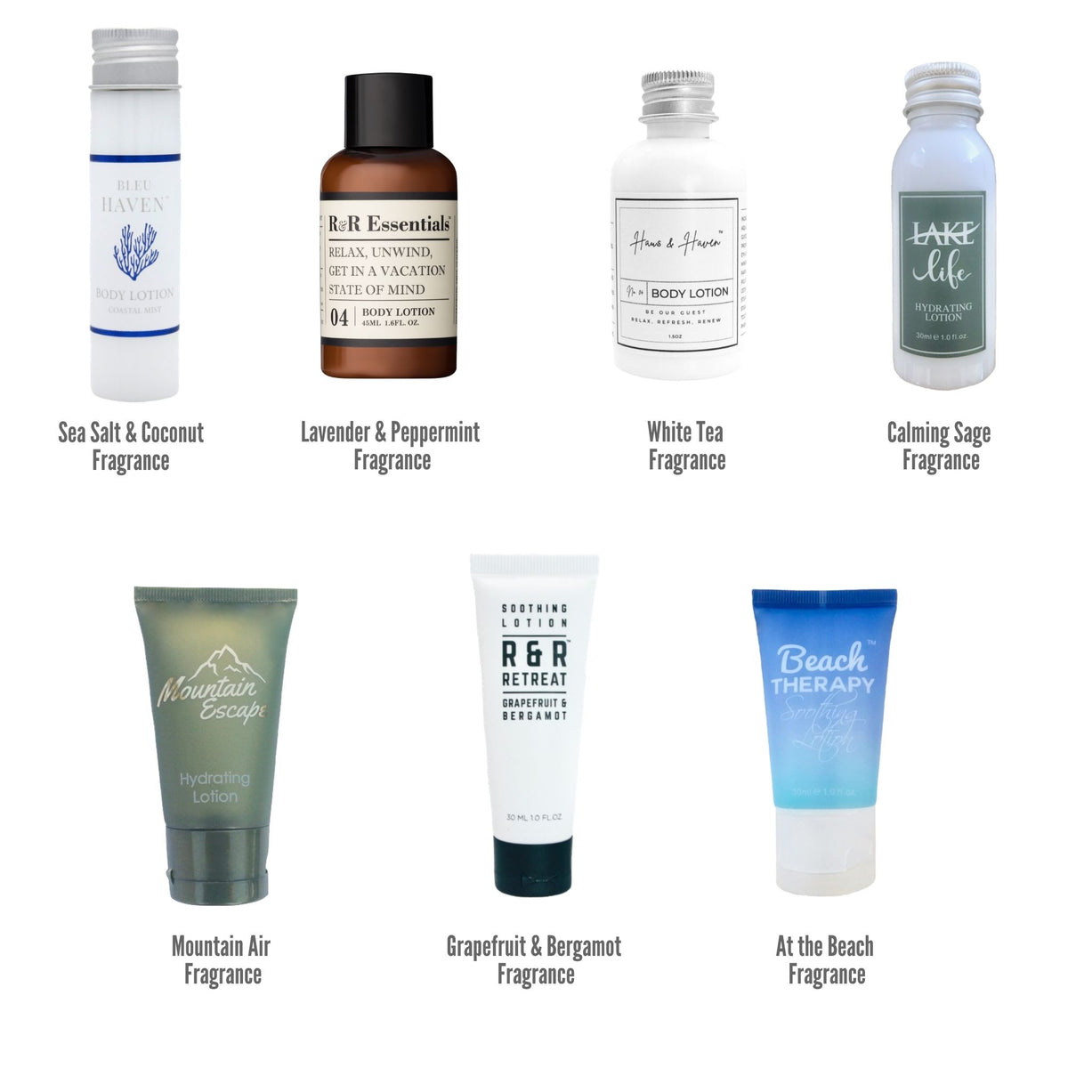 fragrance sampler pack of hotel size lotions