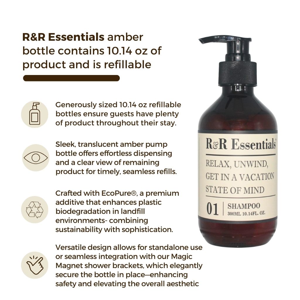 R&R Essentials hotel Shampoo refillable pump bottle