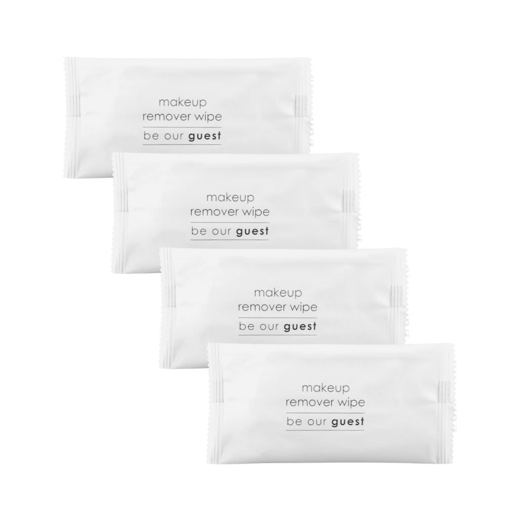 Individually wrapped makeup remover wipes for guests