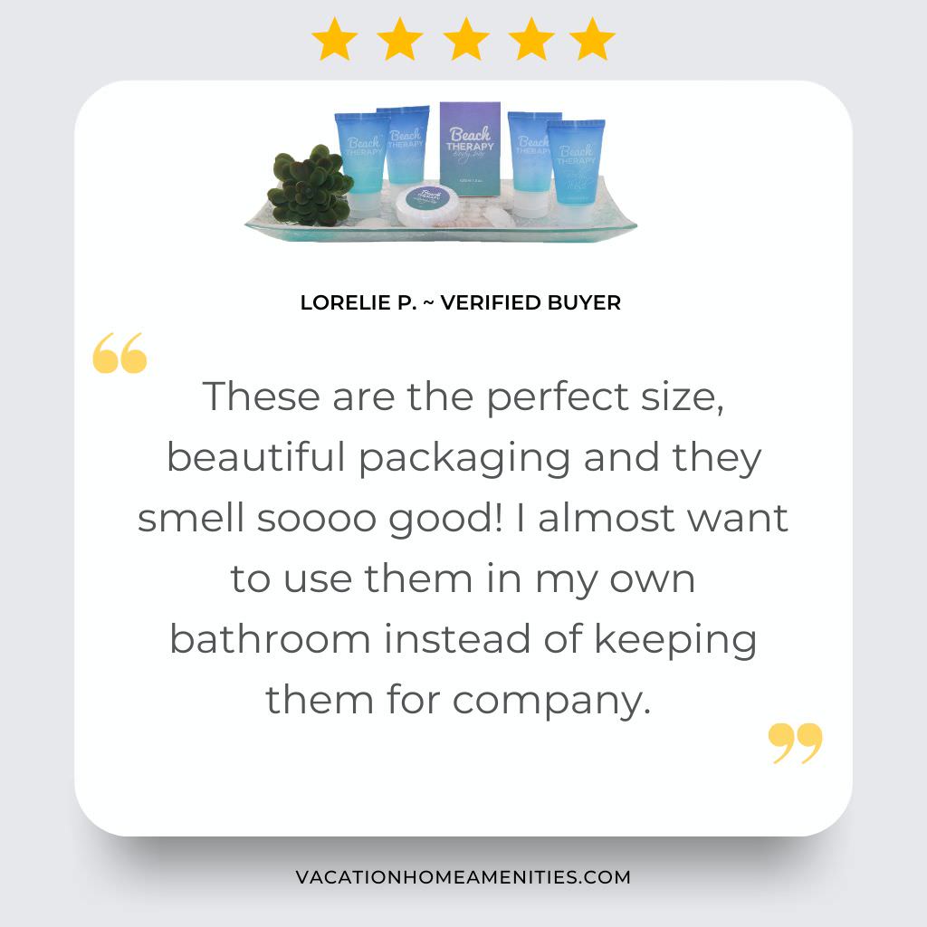 Hotel toiletries amenities Beach Therapy review