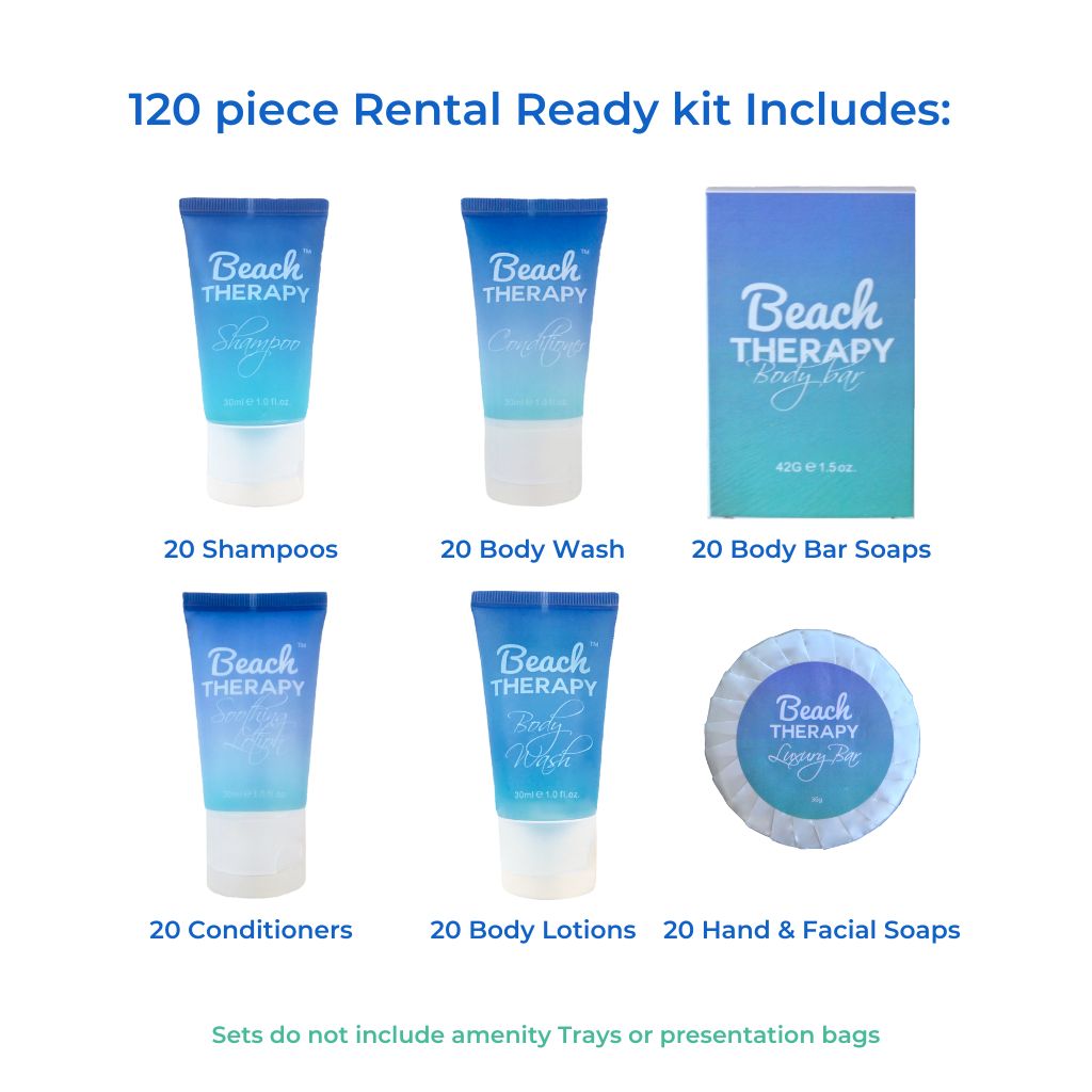 mini soap and shampoo hotel toiletries kit by Beach Therapy